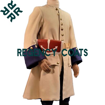 New Handmade off White Wool Frock Coat,18th-Century French