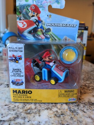 Mario Kart Coin Racers Mario Pull-N-Go Stunt Coin Racer NEW