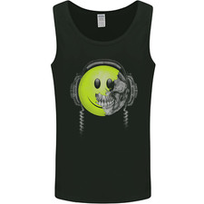 DJ Skull Dance Music DJing Skull Headphones Mens Vest Tank Top