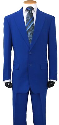 New Men's 2Pc Single Breasted Fashion Suit Two Button Royal Blue - Main Image