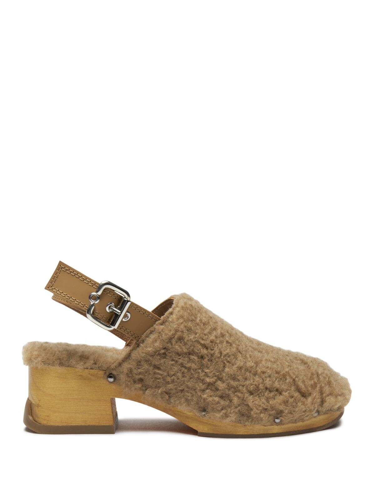 Женские коричневые мюли MISTA с открытой пяткой и шипами Lana на блочном каблуке с круглым носком размер 65 20390₽