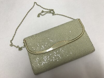 Another Y S Original Clutch Shoulder Purse VTG Ivory Metallic Chain Strap 