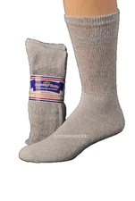 12 Pairs Mens Physicians Choice US Made VENTILATED Diabetic Gray Crew Socks