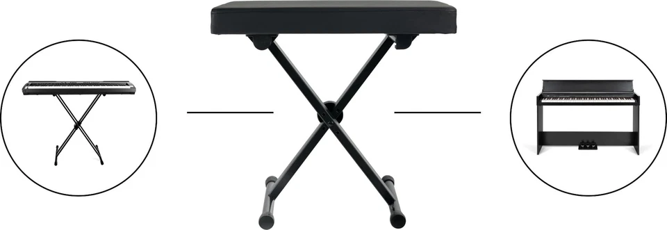 Piano Bank Keyboard Klavier Hocker Sitz schwarz Kunstleder höhenverstellbar - Bild 2 von 4