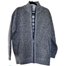 Men's Cardigan Mens Size Large Fleece Lined Wool Zip Up Cardigan