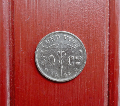 1923 BELGIUM 50 Cen CENTIMES KM# 88 DUTCH Goed Voor Albert I Belgie coin