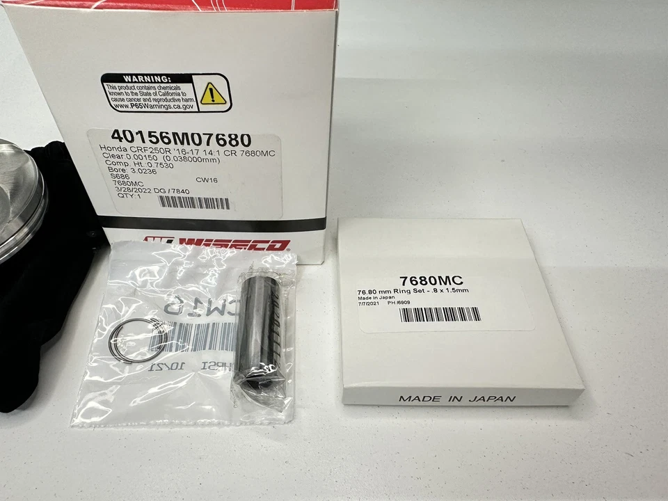 KIT DE PISTÓN Y ANILLOS 16 17 HONDA CRF250R WISECO STD STOCK 76,80 MM DIÁMETRO 40156M07680 Foto 2 de 4