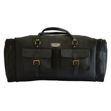 28" Maleta Bolsa Weekender Vintage Cuero Hombre Negra Duffle Grande