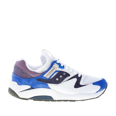 SAUCONY men's shoes Sneaker Grid 9000 leather and fabric white plus blue