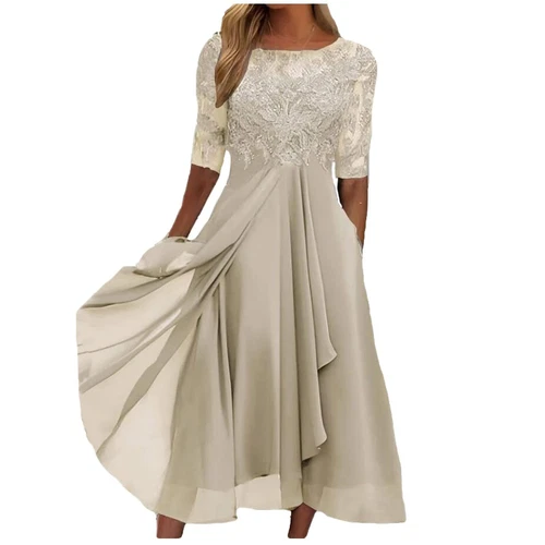 Women's Fashionstea Length Embroidery Lace Chiffon Casual Dresses for Women - Bild 26 von 31