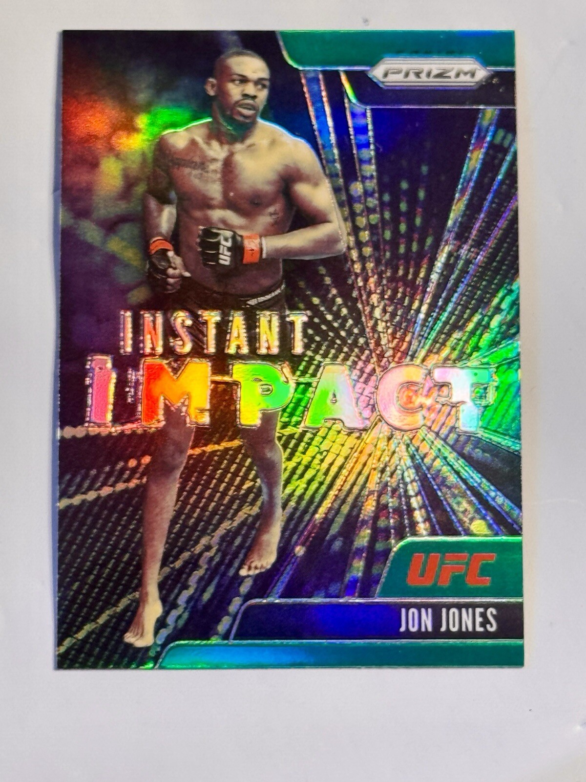 2021 Panini UFC Prizm Jon Jones Instant Impact Green Parallel Insert Card