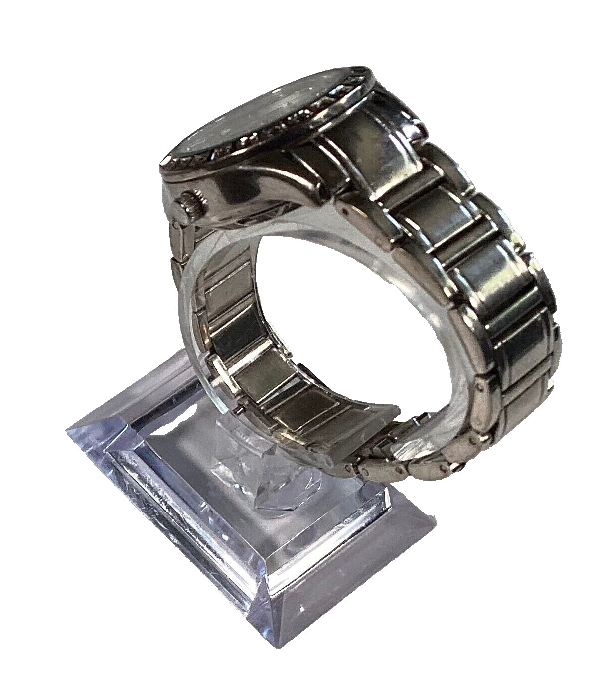 DMQ Silvertone Skeleton Automatic Movement Gemmed… - image 4