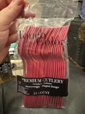 Burgundy Premium Cutlery Plastic Forks 24ct. Party Supply New  