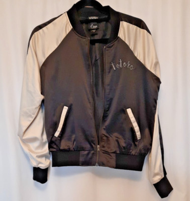 1988 VTG Studio Ghilbi M My Neighbor Totoro Souvenir Jacket Satin Black Silver 