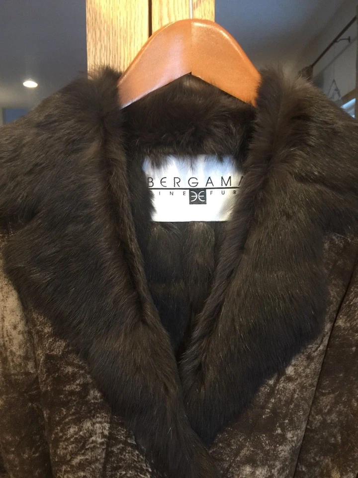 BERGAMA FINE FURS-Fur Rabbit  Belted Coat Jacket Size Small - Image 2 of 4