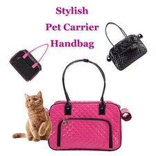 Portable Travel Tote Shoulder Bag Pet Carrier Dog Cat Puppy Soft PU Leather