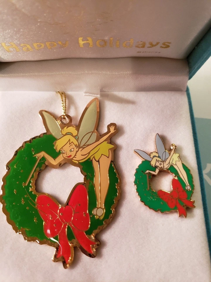 Disney Catalog 33663 Tink Holiday Cloisonne Pin & Ornament LE 1500 Set NIB - Image 3 of 4