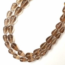 Natural Smokey Quartz Faceted Teardrop 8 Inch Strand 6x10-8x13 MM Gemstone Beads
