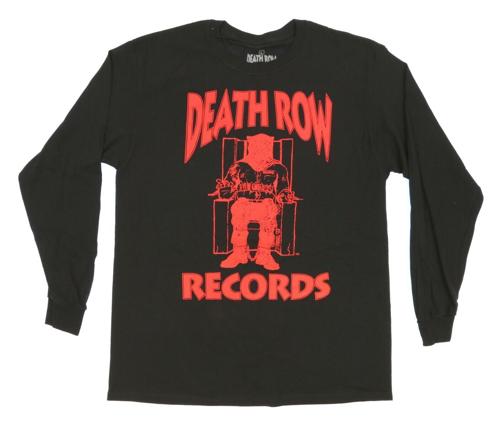 FILA Camicia a maniche lunghe Death Row Records logo rosso da uomo nera nuova taglia ufficiale S XL