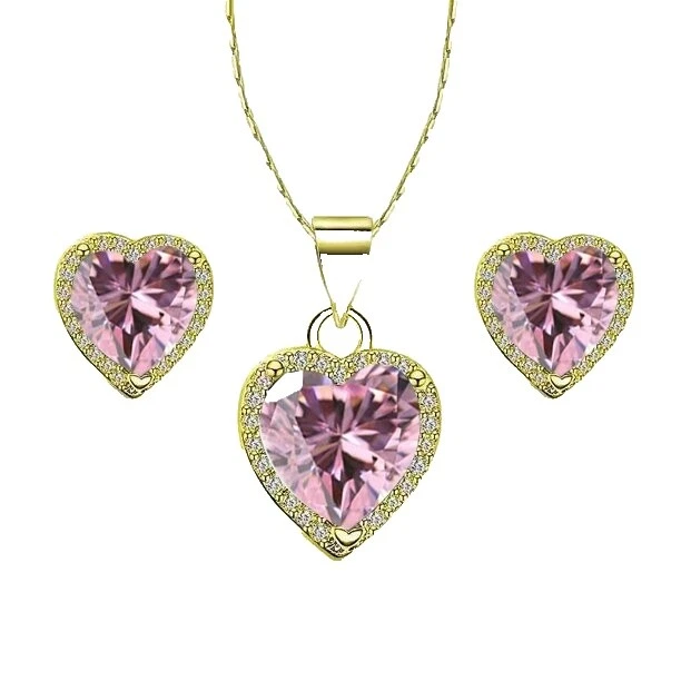 Cubic Zirconia Enchape de oro amarillo de moda Collares y Colgantes