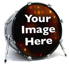 22" Custom Bass Drum Head with Port Ring mic hole - by Vintage Logos Inc.