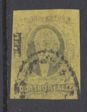 México Sc 9 usado. 1861 4r negro sobre amarillo Hidalgo, sobreimpresión TEPIC, sonido.