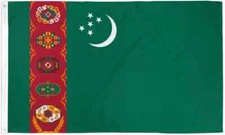 Turkmenistan 3x5ft Poly Flag International Turkmen Country Flag of Turkmenistan