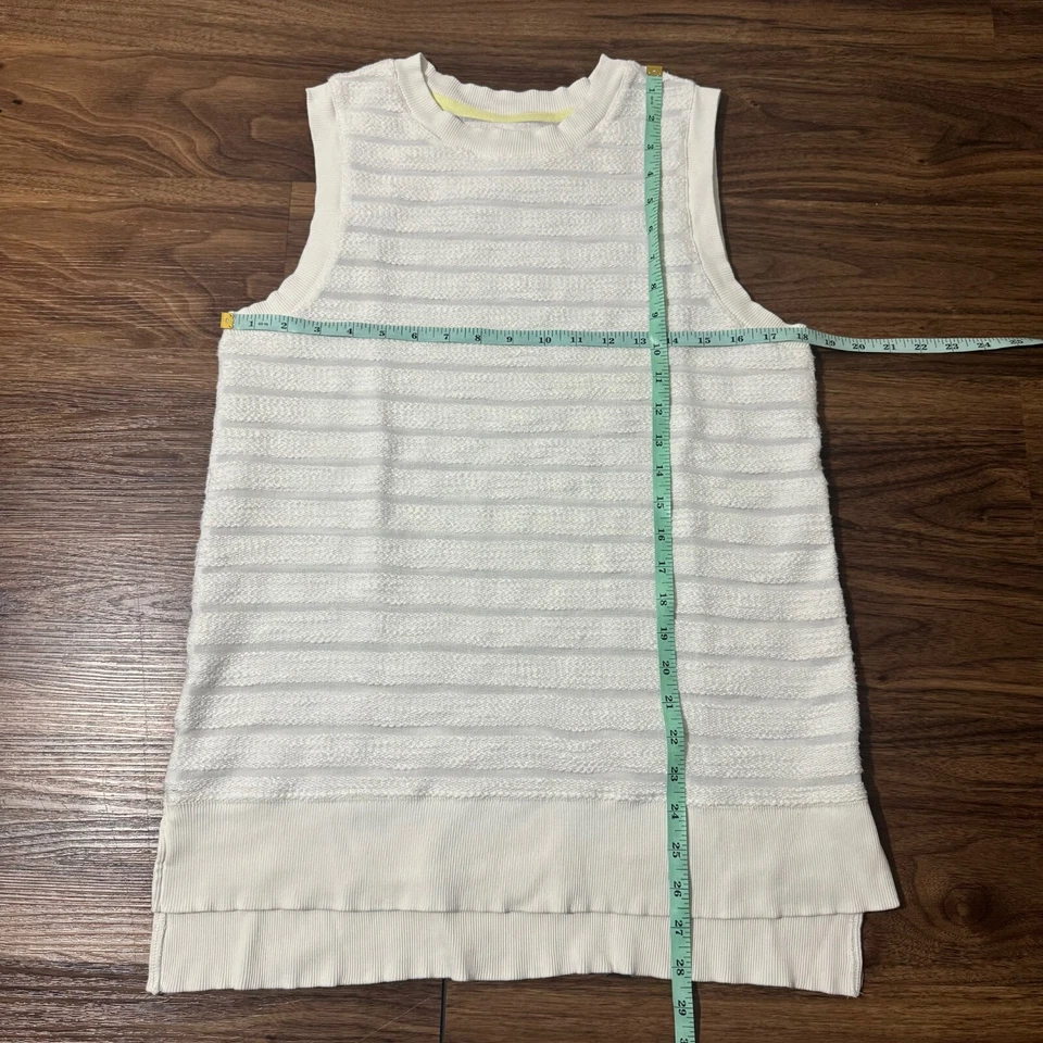 Lou и серый Майка без рукавов женщин Sz средний слоновой кости белый ребристый трикотажа в полоску - Изображение 3 из 4