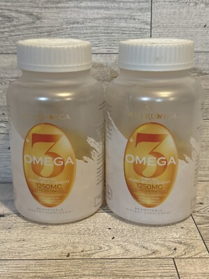 Lot Of 2 Nutrunica Omega 3 Fish Oil 1250mg Pure Wild Caught 60 Count EXP 09/2026