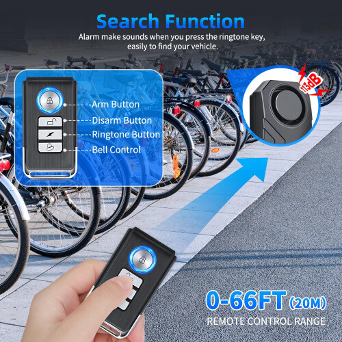 Fahrrad Alarm Typ-C Wiederaufladbar 113dB Fahrrad Alarmanlage Hupe IP65 Wasserdicht - Bild 5 von 26