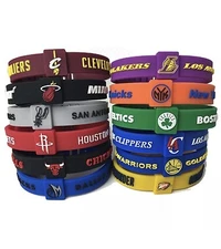 NBA Silicone Wristband Adjustable Clasp Bracelet Cavaliers Warriors Celtics LA