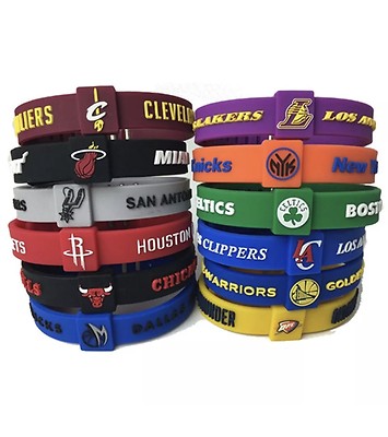 NBA Silicone Wristband Adjustable Clasp Bracelet Cavaliers Warriors Celtics  LA