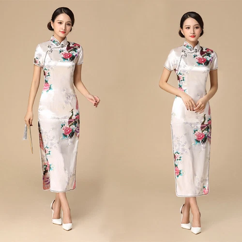 Chinese Women's Silk Satin Evening Dress Ball Long Cheongsam Traditional Qipao - Picture 19 of 29