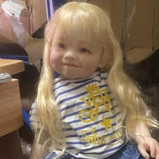 28'' Finished Reborn Doll Rooted Long Hair Cloth Body Toddler Doll Birthday Gift