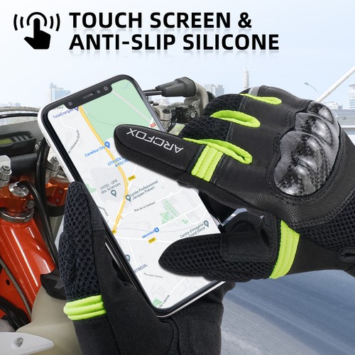 Mens Motorcycle Gloves Goat Leather Motorbike Touring Glove Touchscreen Breathe - Picture 14 of 18