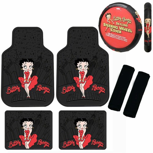 New Betty Boop Car Truck Floor Mats / Steering Wheel Cover / Seat Belt