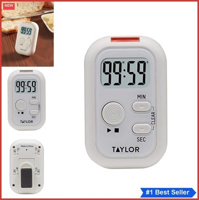 Digital Timer 99 Minute 59 Second LCD Display White Clip Stand Magnet Batteries