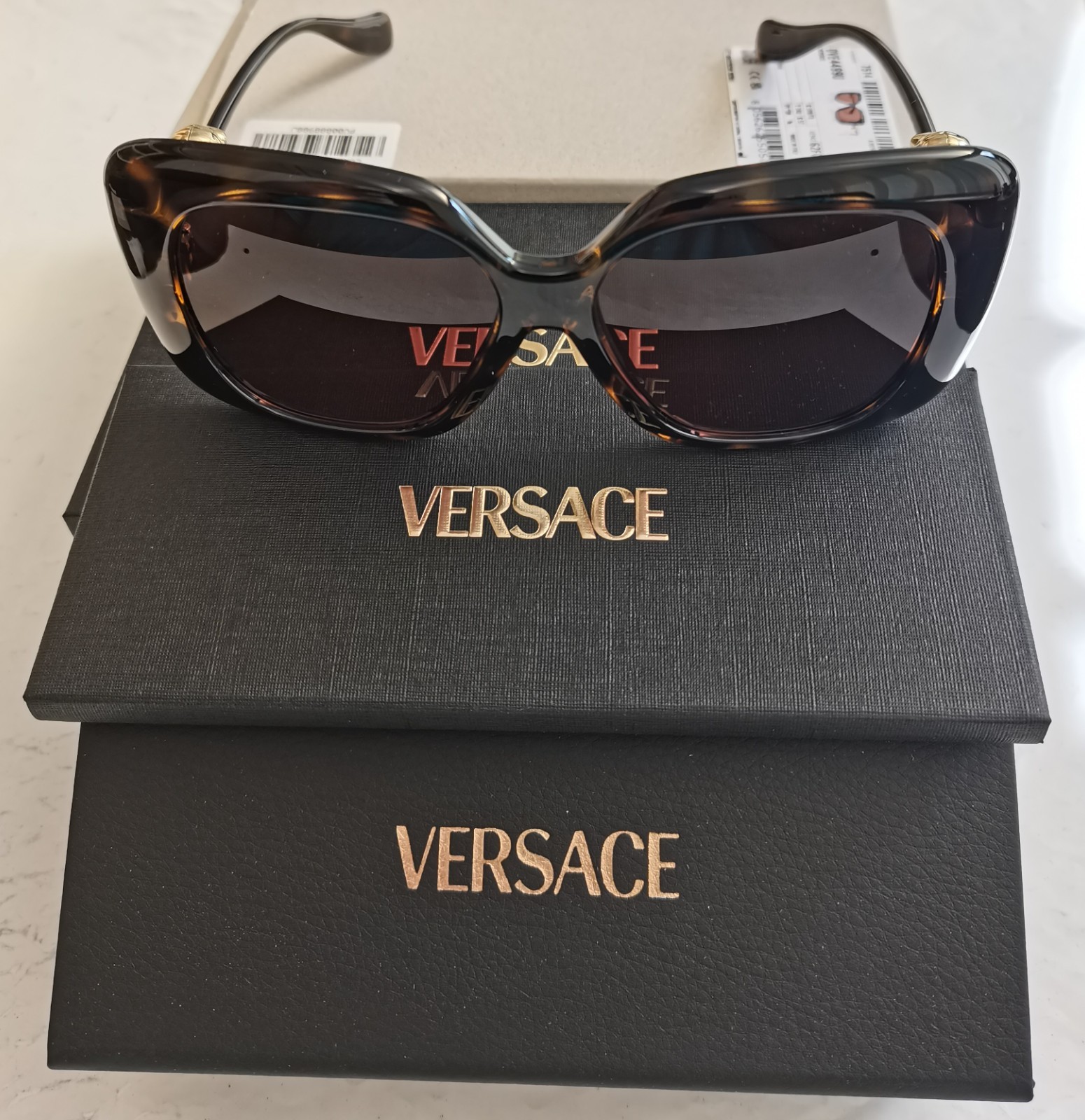 BNIB VERSACE SUNGLASSES ITALY VE4499U 108/73 HAVANA/DARK BROWN 57[]14 140 3N