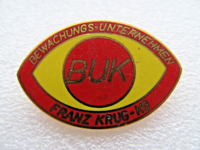 altes Abzeichen - BUK Bewachungs Unternehmen Franz Krug KG - Brosche ca. 4,4 cm