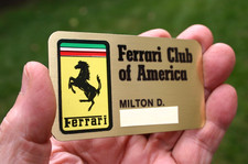Vintage Ferrari Club of America Membership Badge, Steel, Clip-On