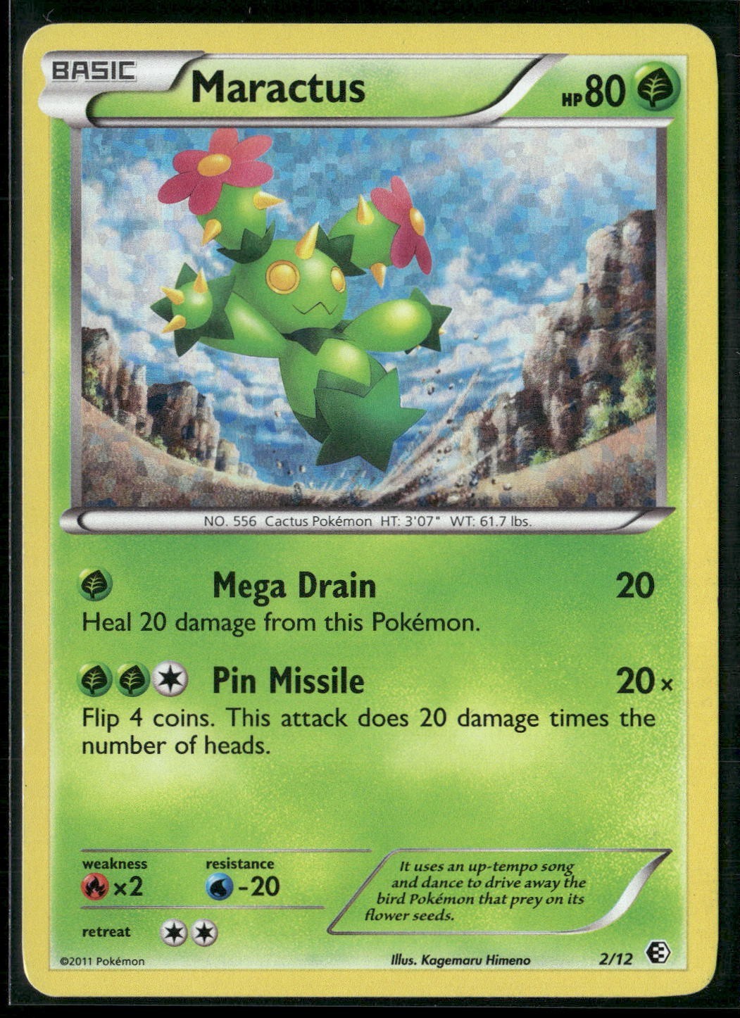 Pokemon - Maractus 2/12 Holo 2011 McDonald's Promos LP