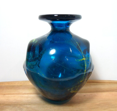 Mdina Glas Vase Vintage Meer und Sand Pulled Ear Design Malta Glas 70er Jahre