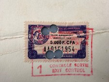 Cameroon 1995 5.000 F CFA Airport Departure Tax Revenue Stamp Fee Airlines