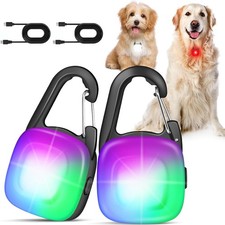 2-Pack Rechargeable LED Dog Collar Lights, Clip-On Safety Lights IP68