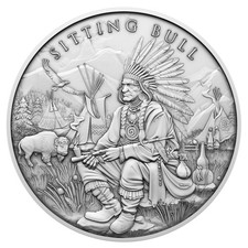 1 Troy oz Sitting Bull Design .999 Fine Silver Round 82.71 per troy oz