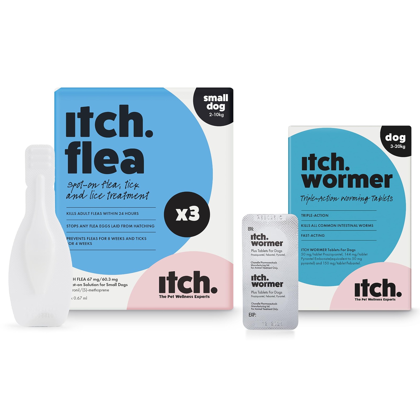 Itch | Small Dog Flea & Tick Treatment and Wormer Bundle for Dogs | Dogs