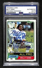 1981 TOPPS RC Billy Sims Signed/Inscribed Card #100 Lions PSA/DNA 203877