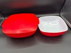 Set Of 3 Vintage Red Pyrex Hostess Casserole Dishes & Lid