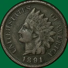 1891 Indian Head Cent Extremely Fine XF Coin, Corrosion #33978
