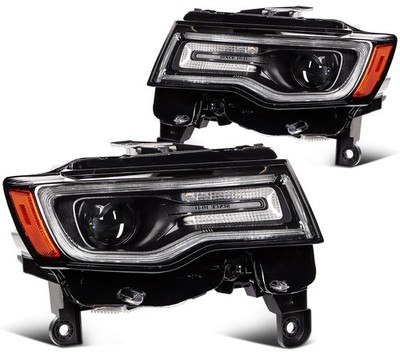 Pair Headlight Assembly For Jeep Grand Cherokee 5.7L 6.2L 2019-21 Black Housing